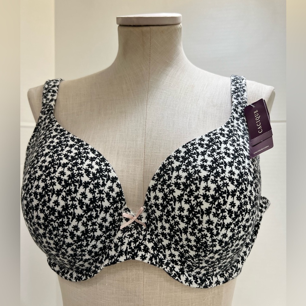 Cacique Black and White Star Print Bra